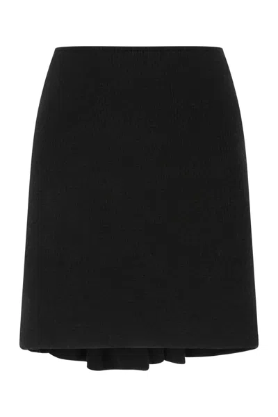 BOTTEGA VENETA BLACK WOOL BLEND SKIRT