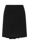 Bottega Veneta Pleated Crinkled Denim Mini Skirt In Black
