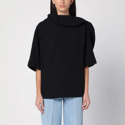 BOTTEGA VENETA BLACK WOOL CRÊPE BLOUSE