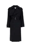 Bottega Veneta Black Wool Trench Coat In Black