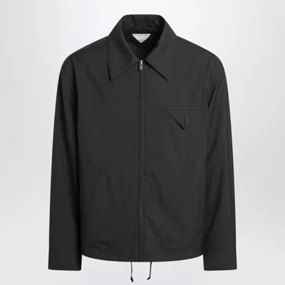 BOTTEGA VENETA BLACK WOOL ZIP-UP JACKET