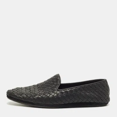 Pre-owned Bottega Veneta Black Woven Leather Smoking Slippers Size 42