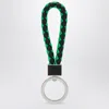 BOTTEGA VENETA BOTTEGA VENETA | BLACK/PARAKEET GREEN IN INTRECCIATO KEYRING