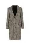 Bottega Veneta Embroidered Stretch Wool Blend Coat In Gray