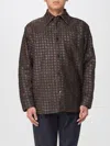 Bottega Veneta Mens Fondant Tobacco Relaxed-fit Intrecciato Leather Shirt In Brown