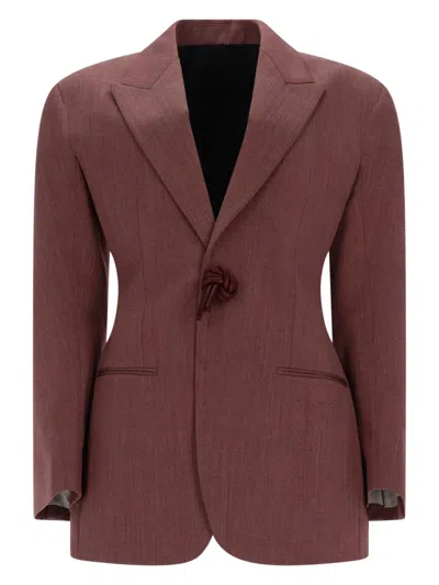 Bottega Veneta Wool And Linen Blend Blazer In Pink