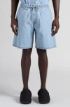 Bottega Veneta Bleached Denim Drawstring Waist Shorts In 4946 Light Bleach