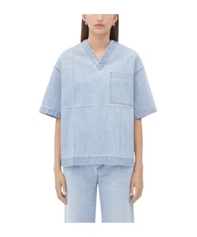BOTTEGA VENETA BOTTEGA VENETA LIGHT BLEACHED DENIM T-SHIRT