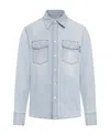 Bottega Veneta Bleached Light Denim Shirt In Blue