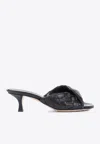 Bottega Veneta Interciato Woven Twist Mule Sandals In Black