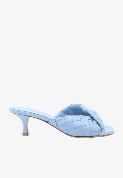 Bottega Veneta Blink Twisted Intrecciato Leather Mules In Blue