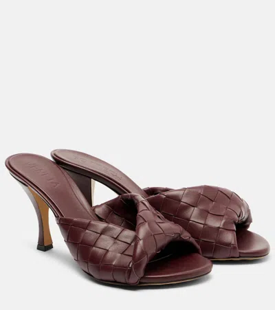 Bottega Veneta Blink 80 Intrecciato Leather Mules In Burgundy