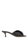 Bottega Veneta Interciato Woven Twist Mule Sandals In Black