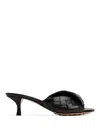 Bottega Veneta Interciato Woven Twist Mule Sandals In Black