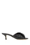 Bottega Veneta Interciato Woven Twist Mule Sandals In Black