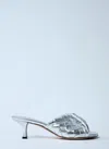 Bottega Veneta Blink Heeled Mules In Silver
