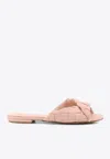 Bottega Veneta Blink Intrecciato Leather Flat Mules In Cameo