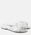 Bottega Veneta Blink Intrecciato Metallic Leather Mules In Silver
