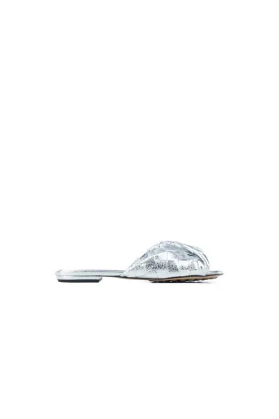 Bottega Veneta Blink Leather Mules In Silver