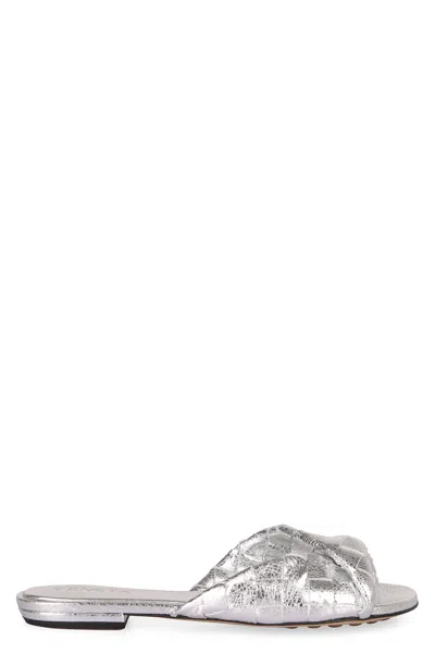 Bottega Veneta Blink Leather Mules In Silver