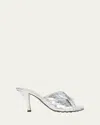 Bottega Veneta Blink Metallic Napa Sandals In Silver