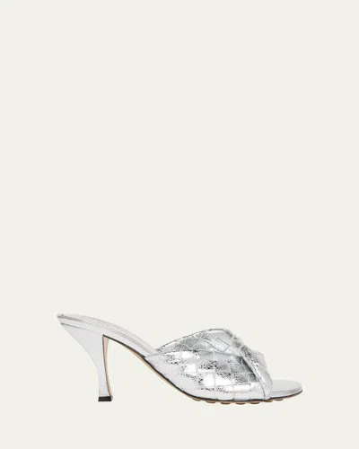 Bottega Veneta Blink Metallic Napa Sandals In Silver