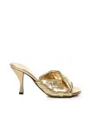 Bottega Veneta Metallic Leather Intrecciato Blink Mules 50 In Golden
