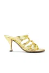 Bottega Veneta Blink Strappy Metallic Leather Mule Sandals In Gold
