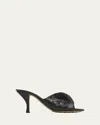 Bottega Veneta Interciato Woven Twist Mule Sandals In Black