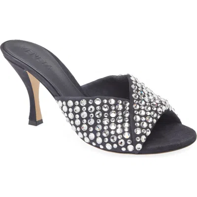 Bottega Veneta Blink Rhinestone Lambskin Suede Sandal In Shadow