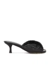 Bottega Veneta Interciato Woven Twist Mule Sandals In Black