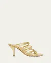 Bottega Veneta Blink Strappy Metallic Leather Mule Sandals In Gold