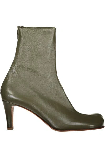 Bottega Veneta Bloc Leather Ankle Boots In Green