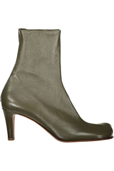 Bottega Veneta Bloc Leather Ankle Boots In Khaki