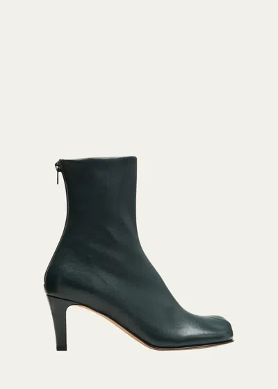 Bottega Veneta Leather Pompei Booties With Inner Zip 11cm In Black