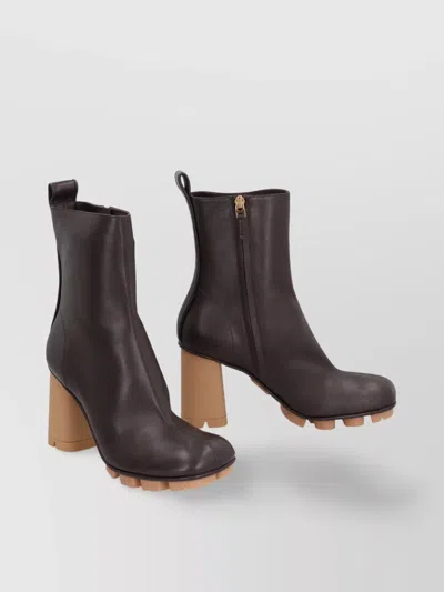 Bottega Veneta Block Heel Leather Ankle Boots
