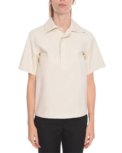 Bottega Veneta Short-sleeved Cotton Blouse With Hidden Buttons In White