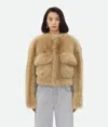 Bottega Veneta Blouson Cropped En Shearling Toscana In Teddy Bear