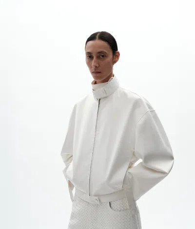 Bottega Veneta Blouson En Cuir Effet Papier In White