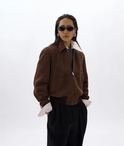 Bottega Veneta Blouson En Daim In Tobacco