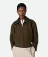 Bottega Veneta Leather-trimmed Cotton Twill Blouson Jacket In Brown