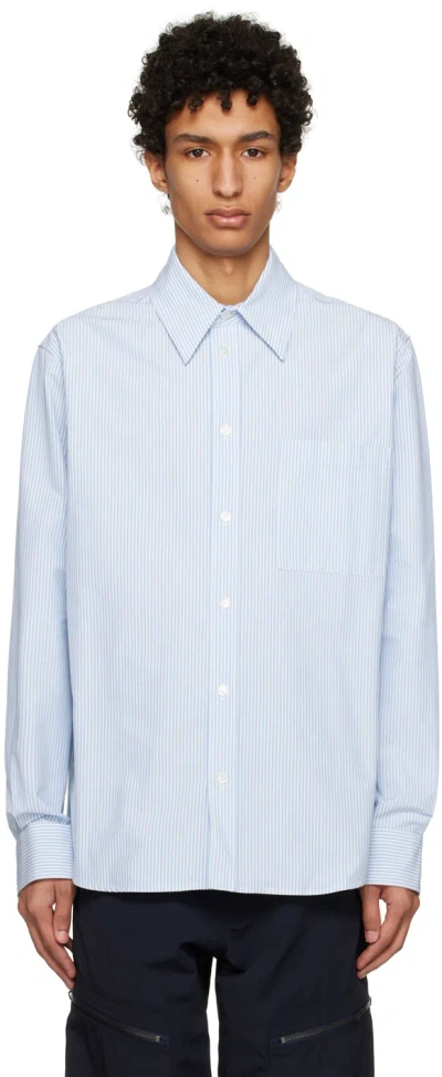 Bottega Veneta Blue & White Striped Shirt In 8976 Pale Blue/white