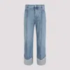 Bottega Veneta Curved Shape Light Bleached Denim In Blue