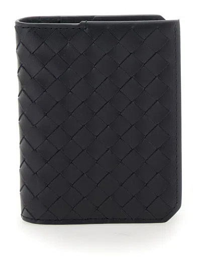 Bottega Veneta Blue Card Holder With Intrecciato Motif In Leather Man In Multicolor