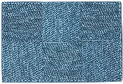 Bottega Veneta Blue Cassette Credit Card Holder In 4288 Blue Me/blu Me/
