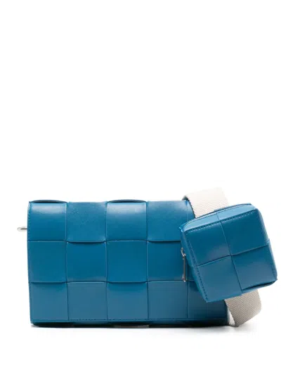 Bottega Veneta Blue Cassette Leather Messenger Bag