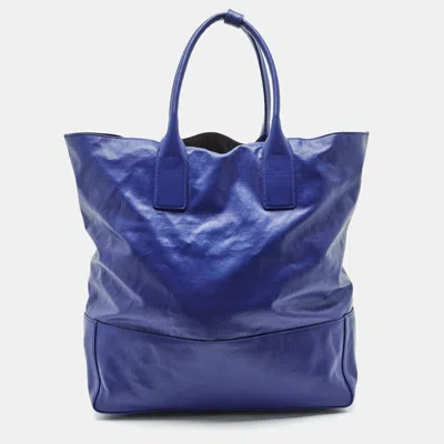 Pre-owned Bottega Veneta Blue Coated Canvas Oversized Tote