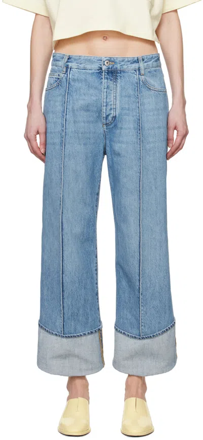 Bottega Veneta Blue Curved Jeans In 4715 Mid Blue