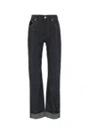 Bottega Veneta Womens Indigo Folded-cuffs Straight-leg Denim Jeans In Black
