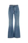 Bottega Veneta Flared Leg Denim Jeans With Contrast Stitching In Blue